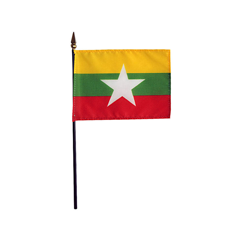 4x6 in. Myanmar Stick Flag