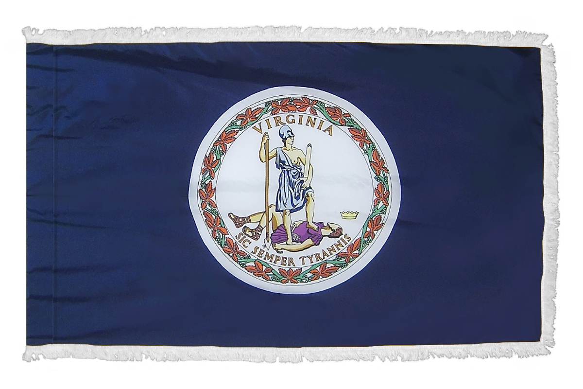 Virginia Flag with Polesleeve & White Fringe