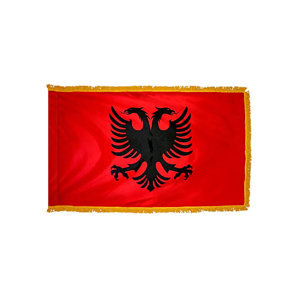 Albania Flag with Polesleeve & Fringe