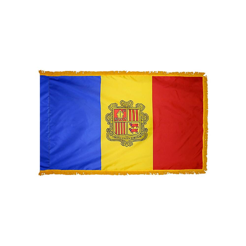 Andorra Flag with Polesleeve & Fringe