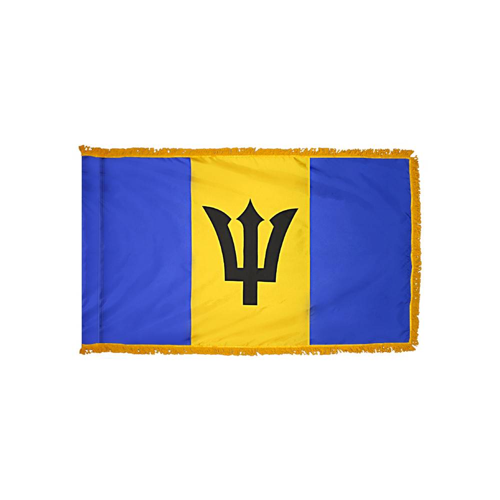 Barbados Flag with Polesleeve & Fringe