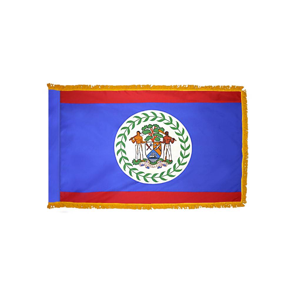 Belize Flag with Polesleeve and Fringe