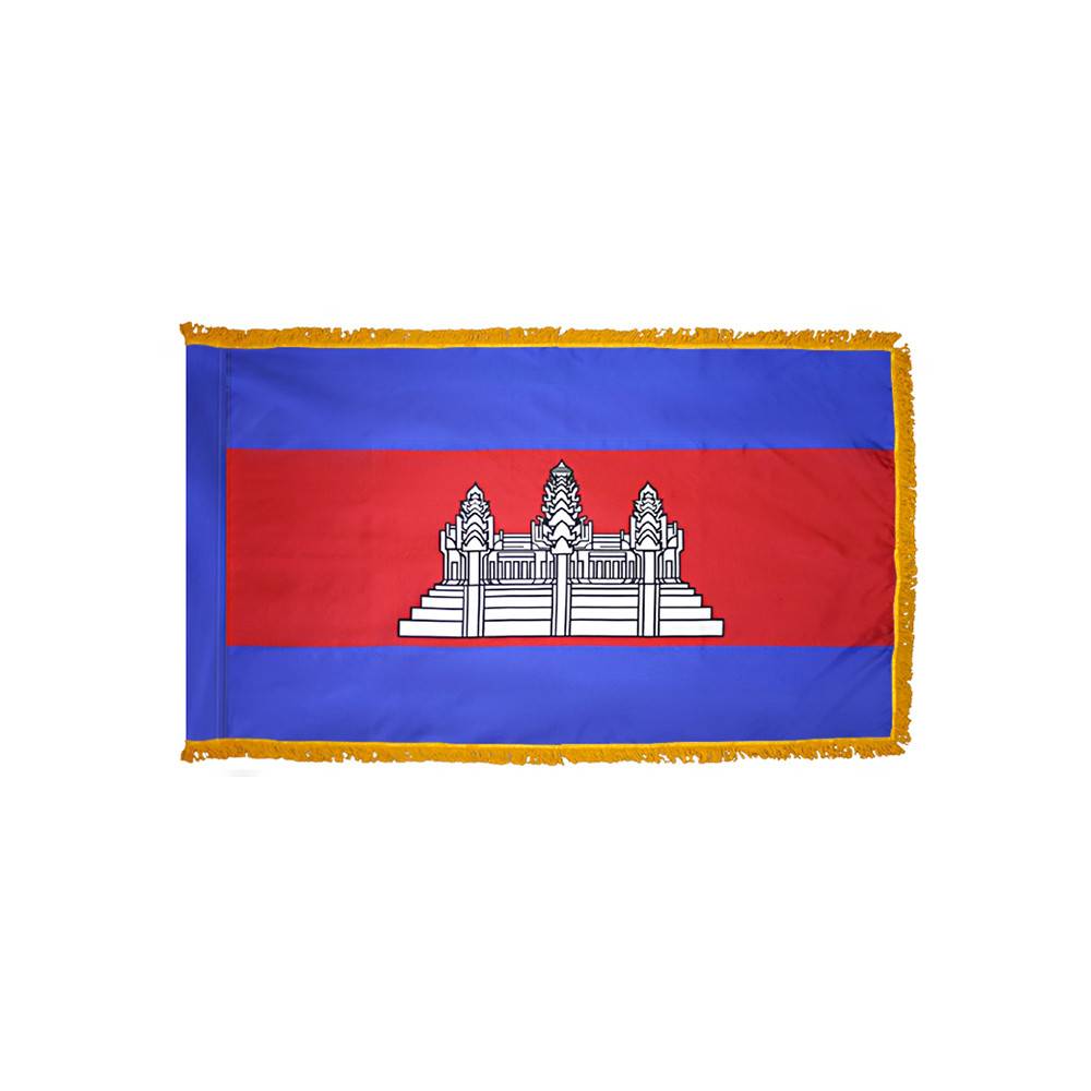 Cambodia Flag with Polesleeve & Fringe