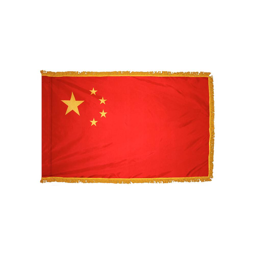 China Flag with Polesleeve & Fringe