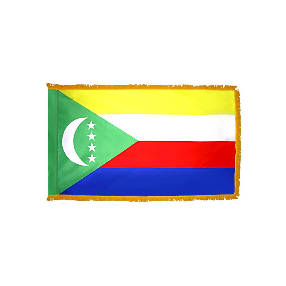 Comoros Flag with Polesleeve & Fringe