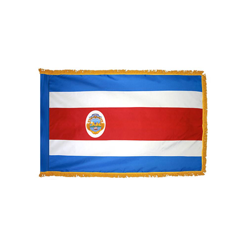 Costa Rica Flag with Polesleeve & Fringe