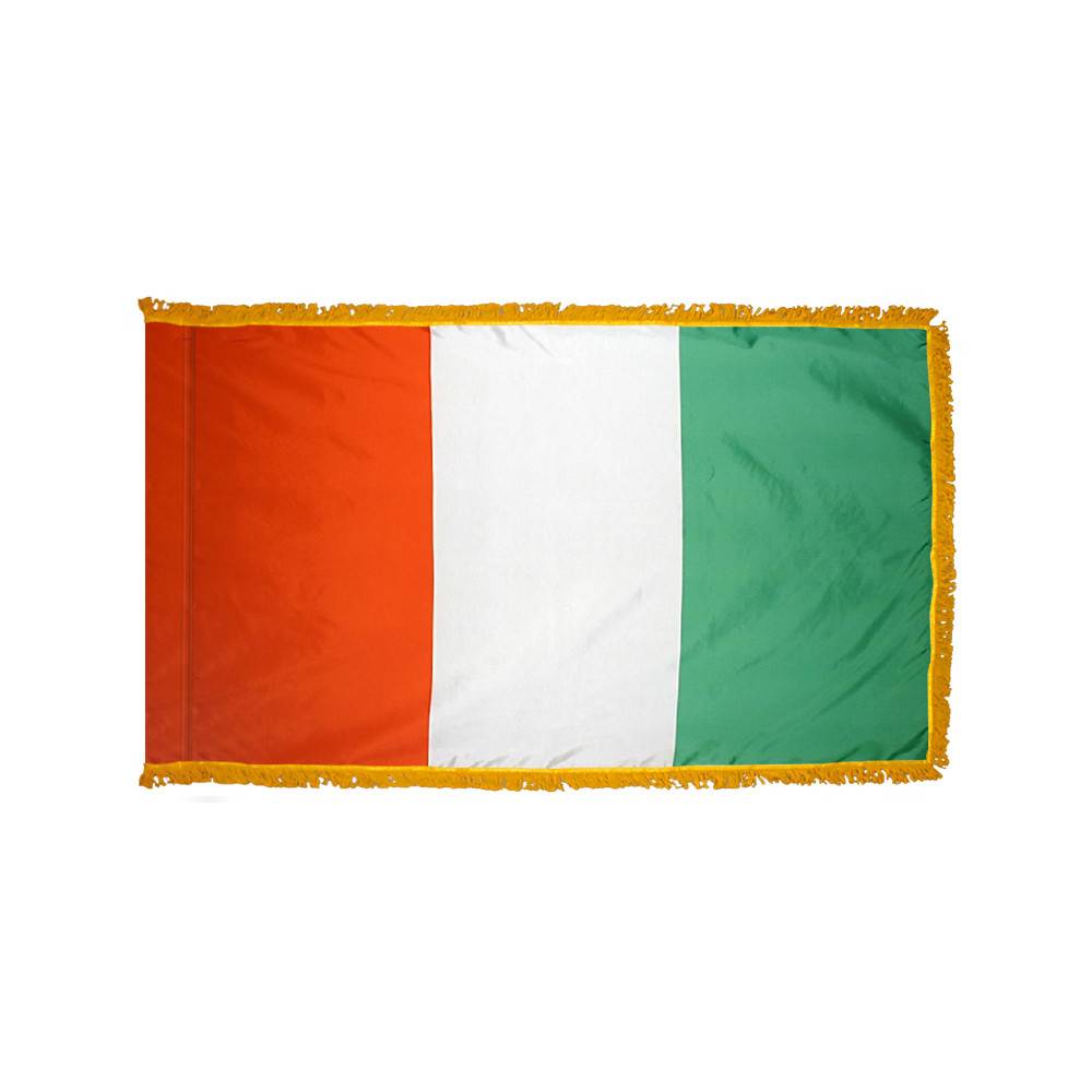 Cote D'Ivoire Flag with Polesleeve & Fringe