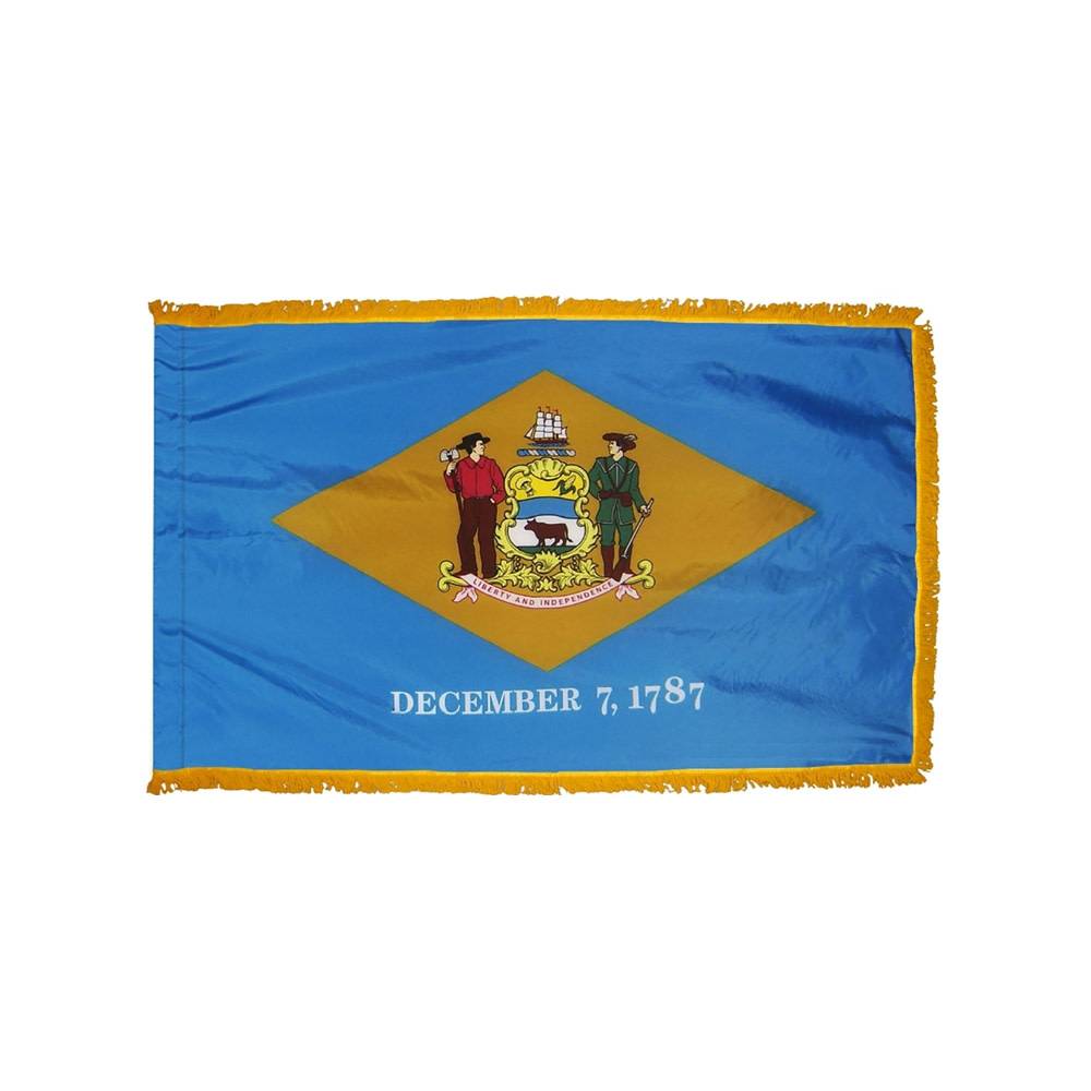 Delaware Flag with Polesleeve & Fringe