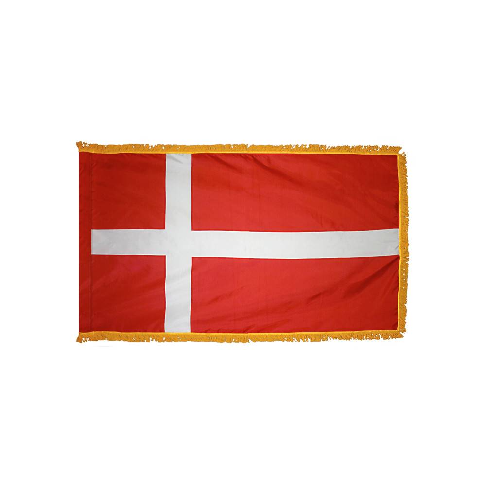 Denmark Flag with Polesleeve & Fringe