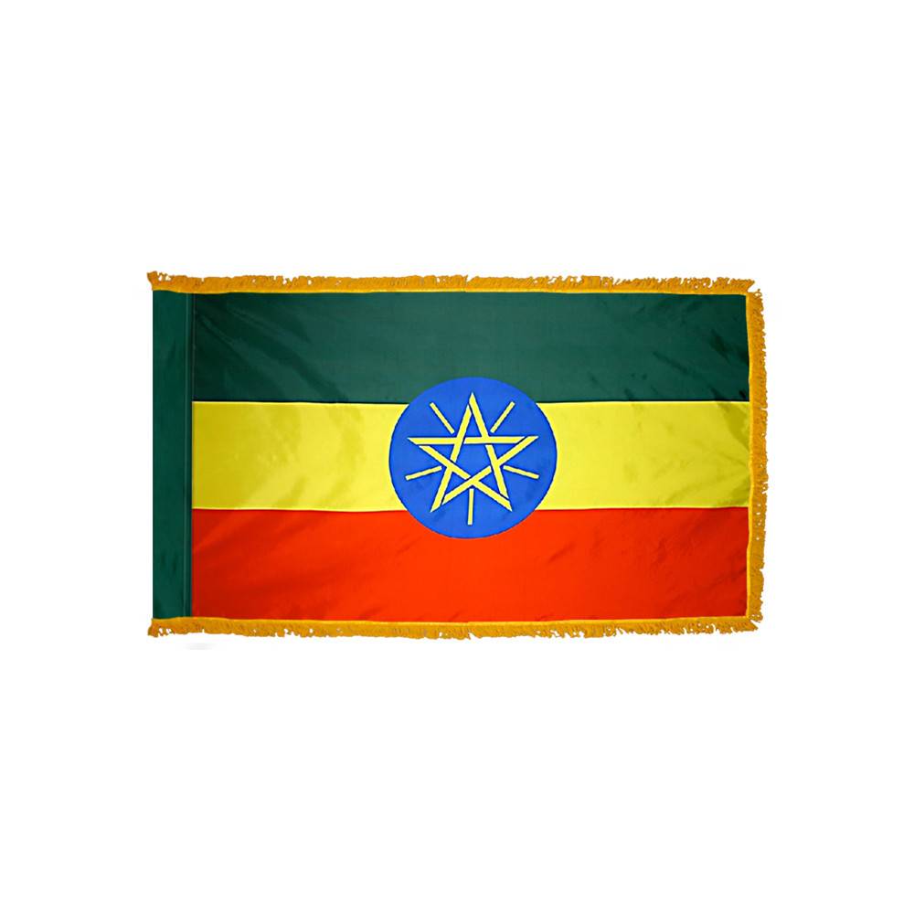 Ethiopia Flag with Polesleeve & Fringe