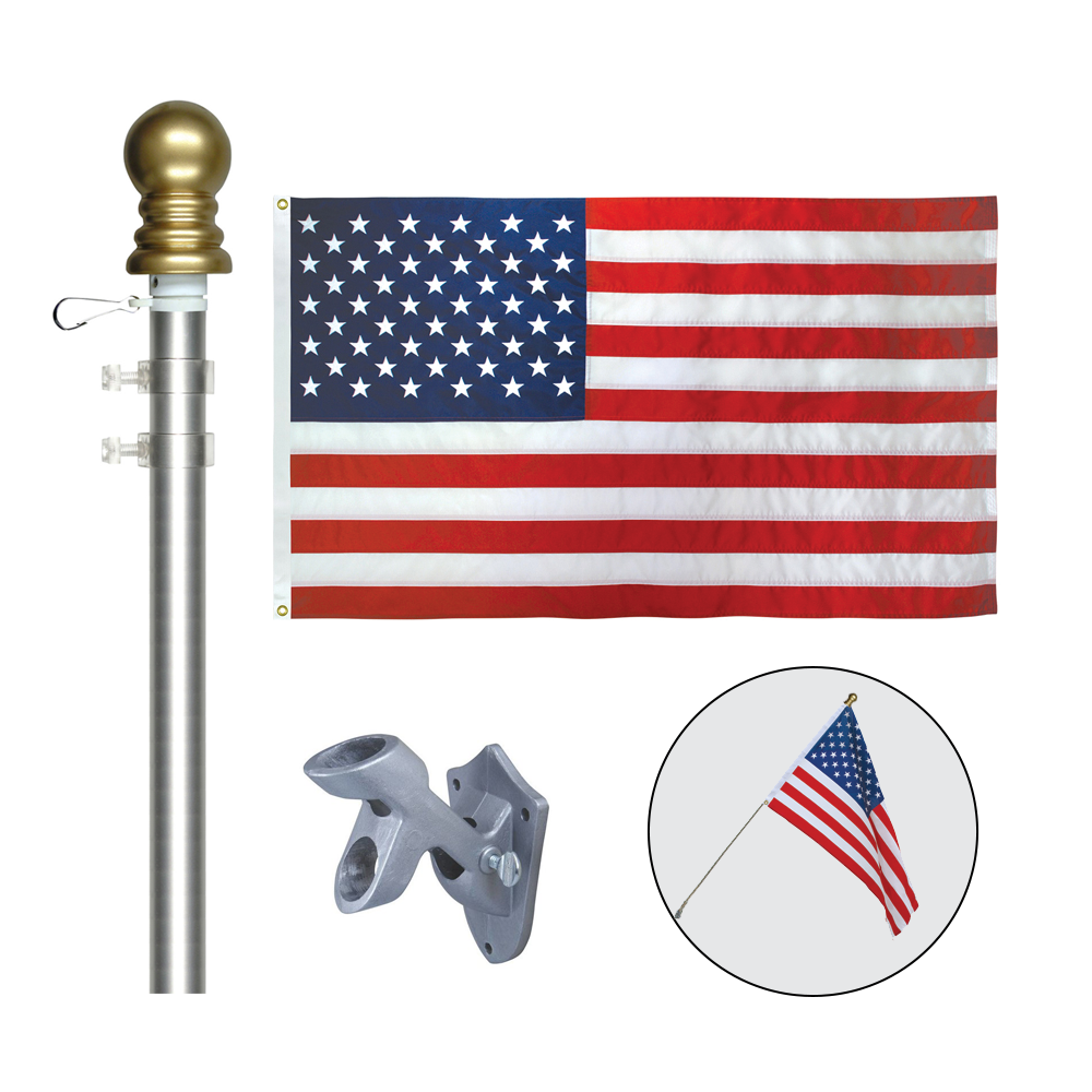 Dual Bracket American Flag Display Set