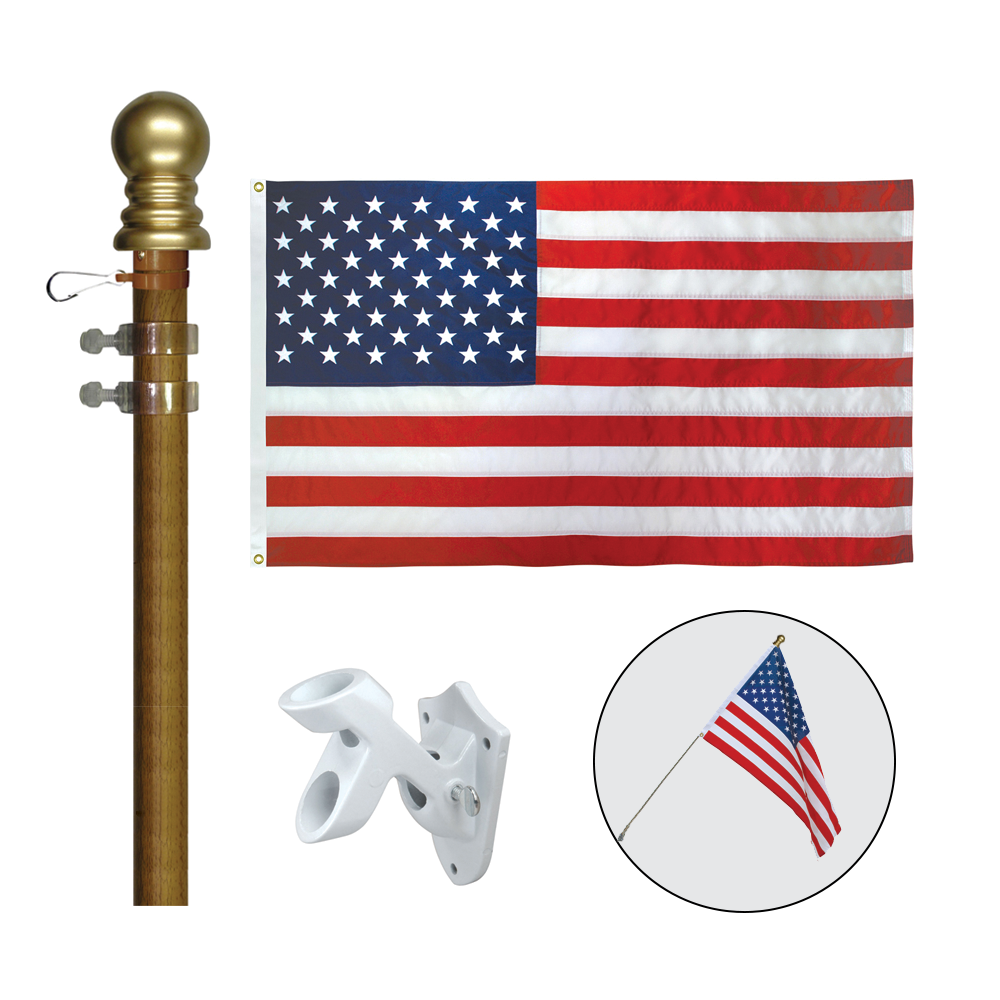 Dual Bracket American Flag Display Set