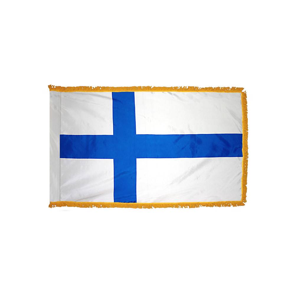 Finland Flag with Polesleeve & Fringe