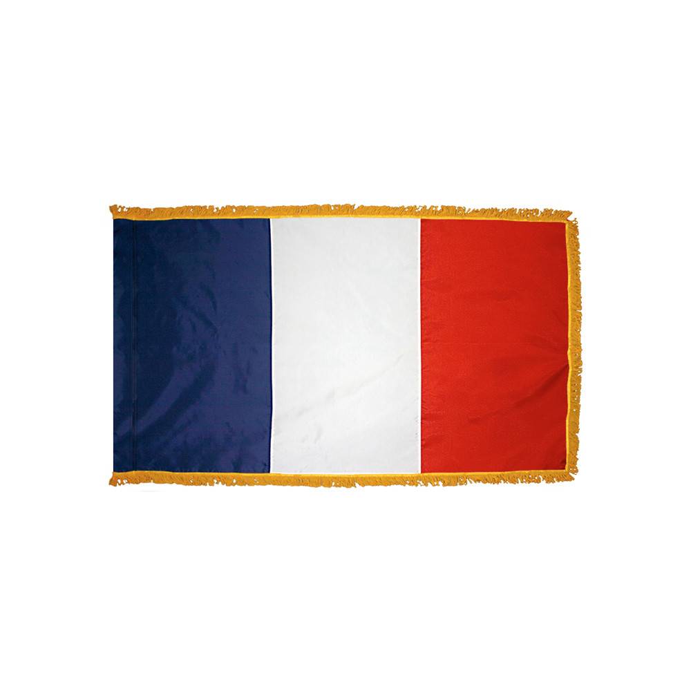 France Flag with Polesleeve & Fringe
