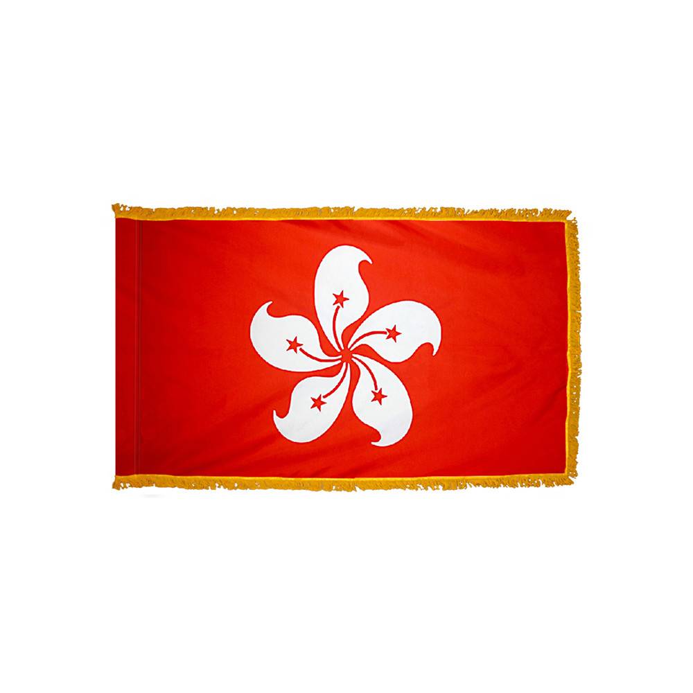Hong Kong Flag with Polesleeve & Fringe