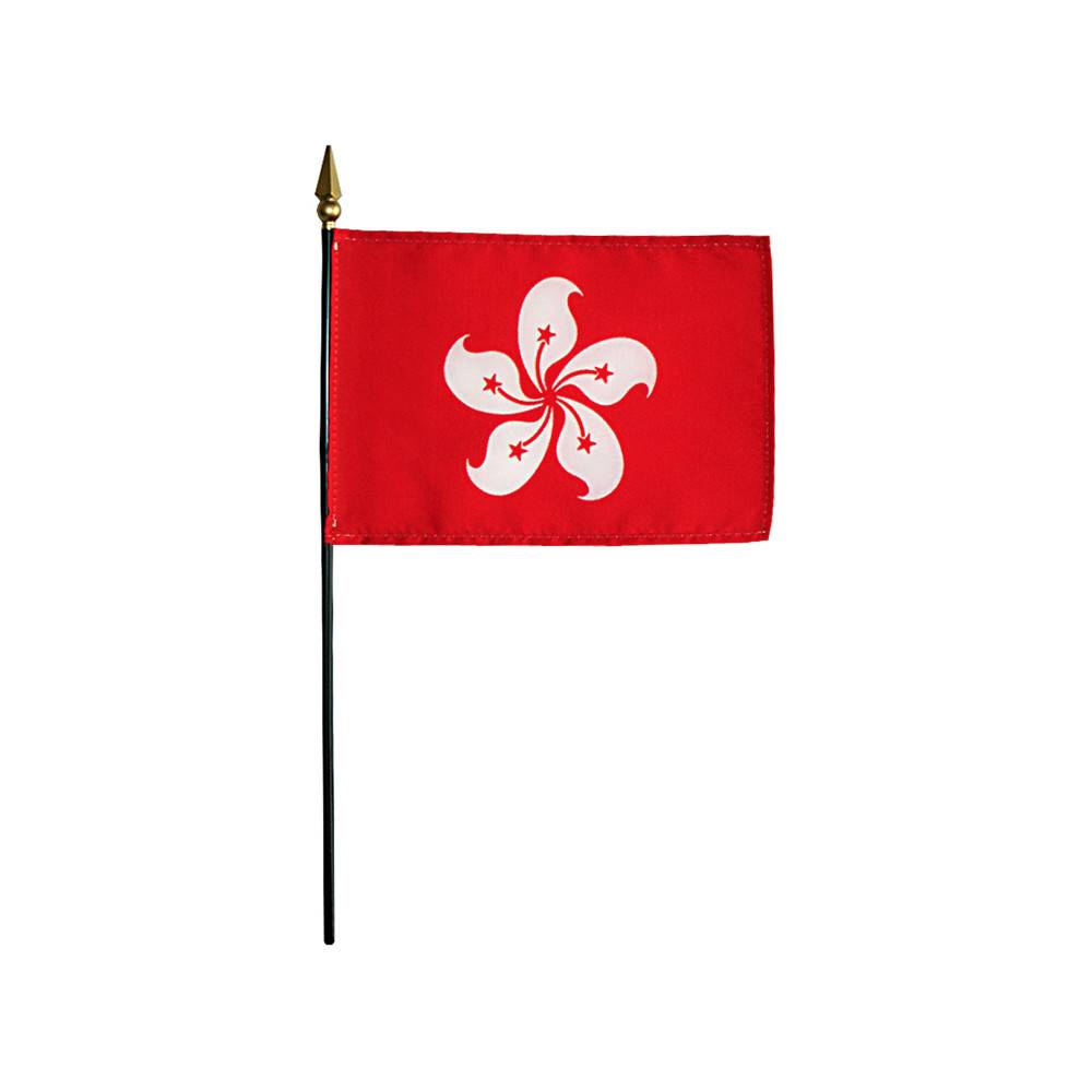 4x6 in. Hong Kong Stick Flag