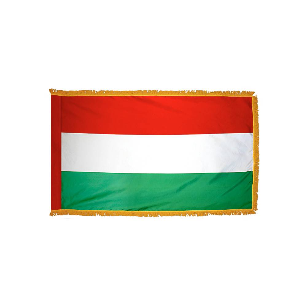 Hungary Flag with Polesleeve & Fringe