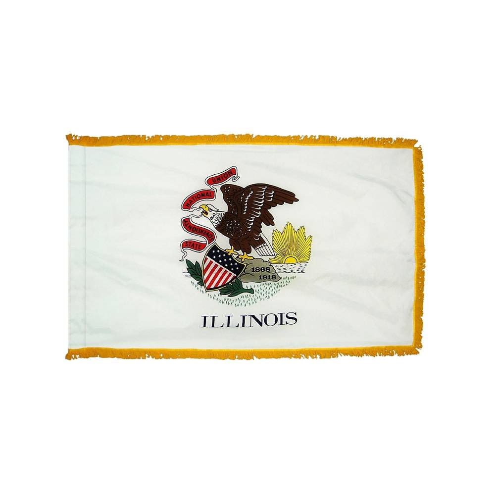 Illinois Flag with Polesleeve & Fringe