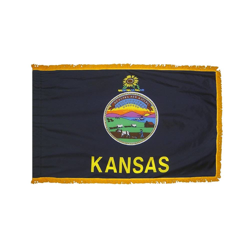 Kansas Flag with Polesleeve & Fringe