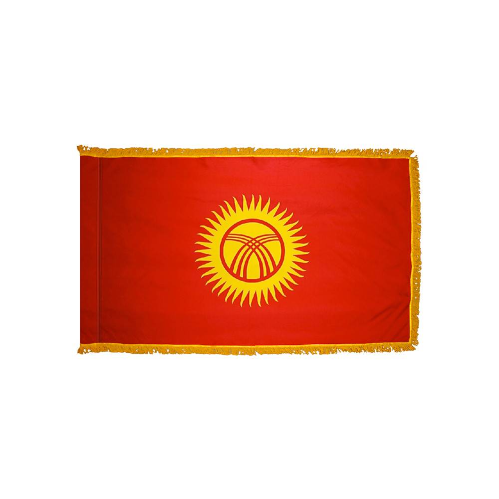 Kyrgyzstan Flag with Polesleeve & Fringe