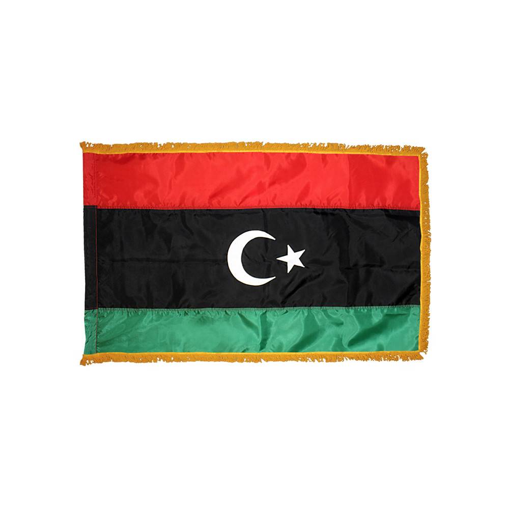 Libya Flag with Polesleeve & Fringe