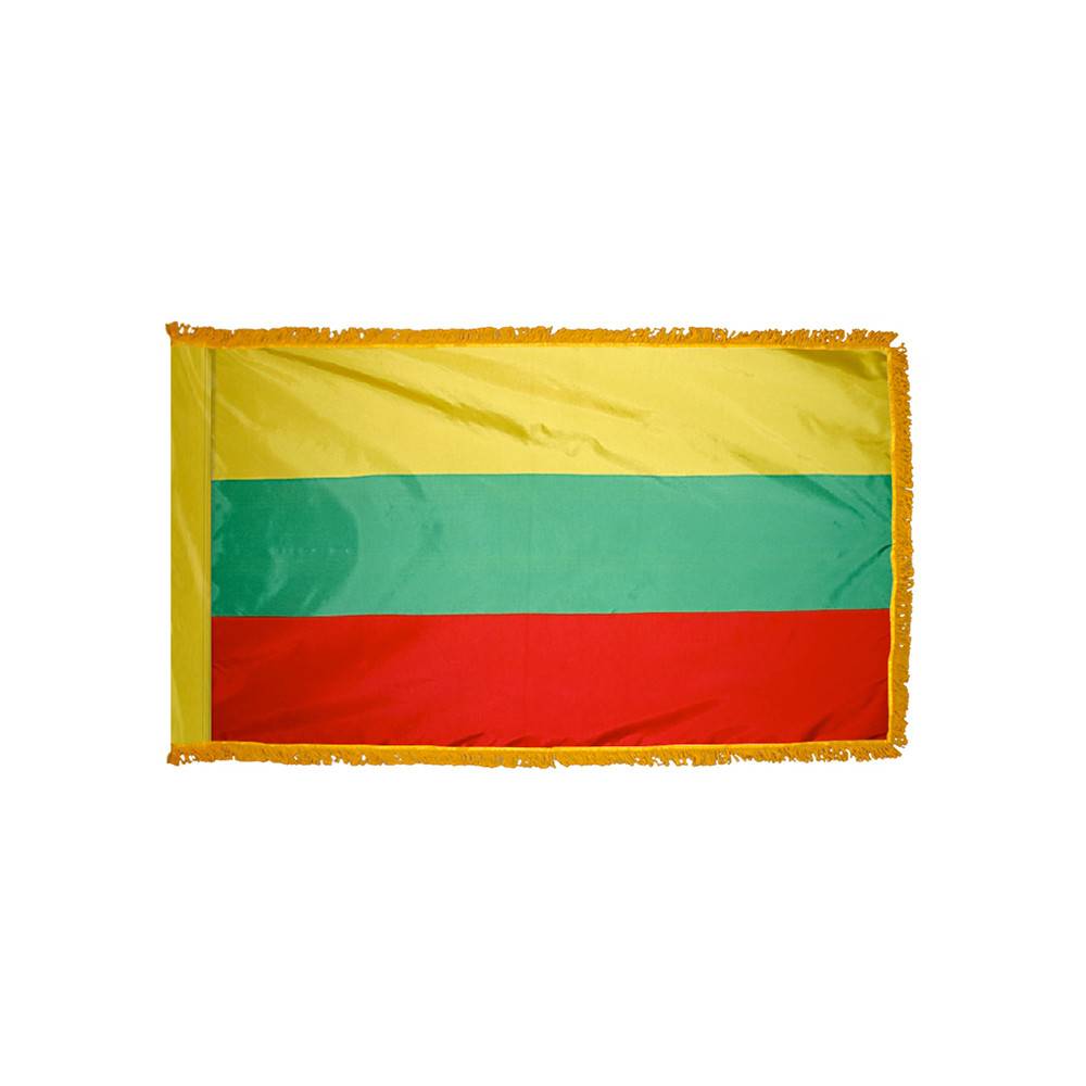 Lithuania Flag with Polesleeve & Fringe