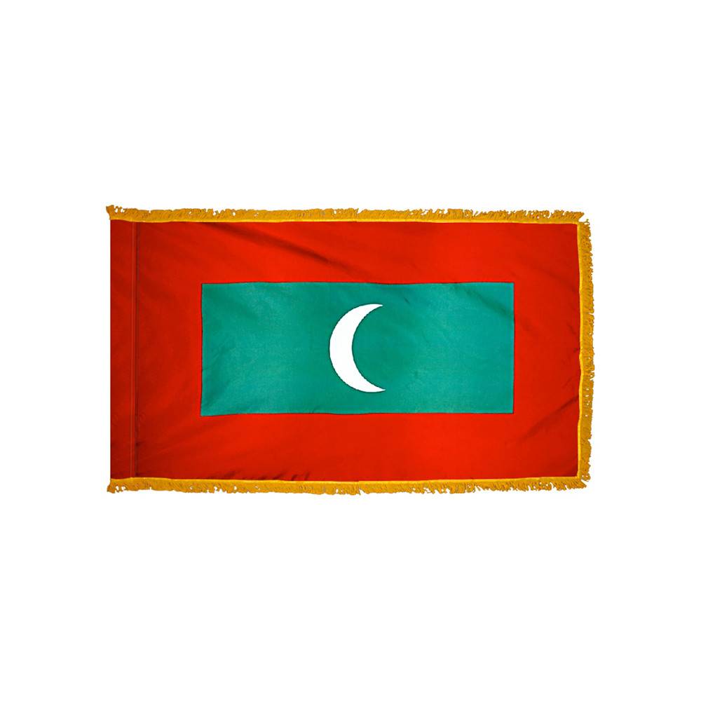 Maldives Flag with Polesleeve & Fringe