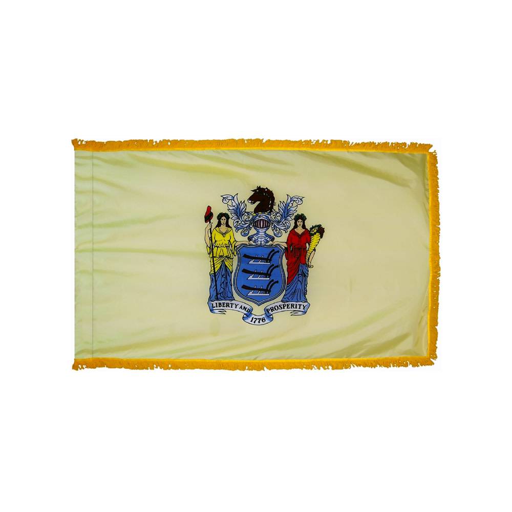 New Jersey Flag with Polesleeve & Fringe