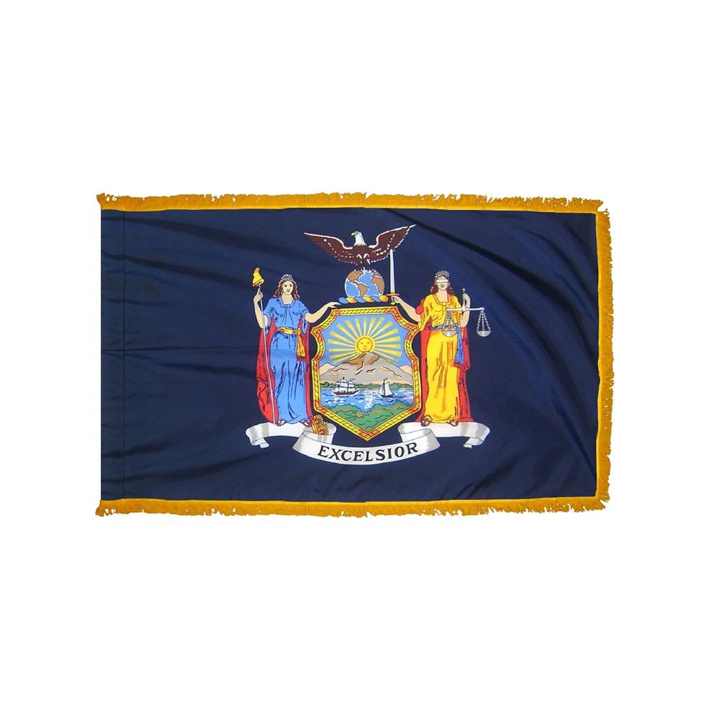 New York Flag with Polesleeve & Fringe