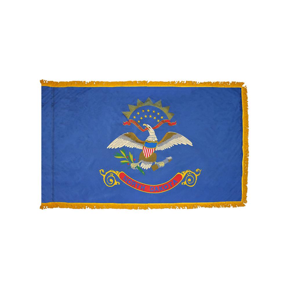 North Dakota Flag with Polesleeve & Fringe