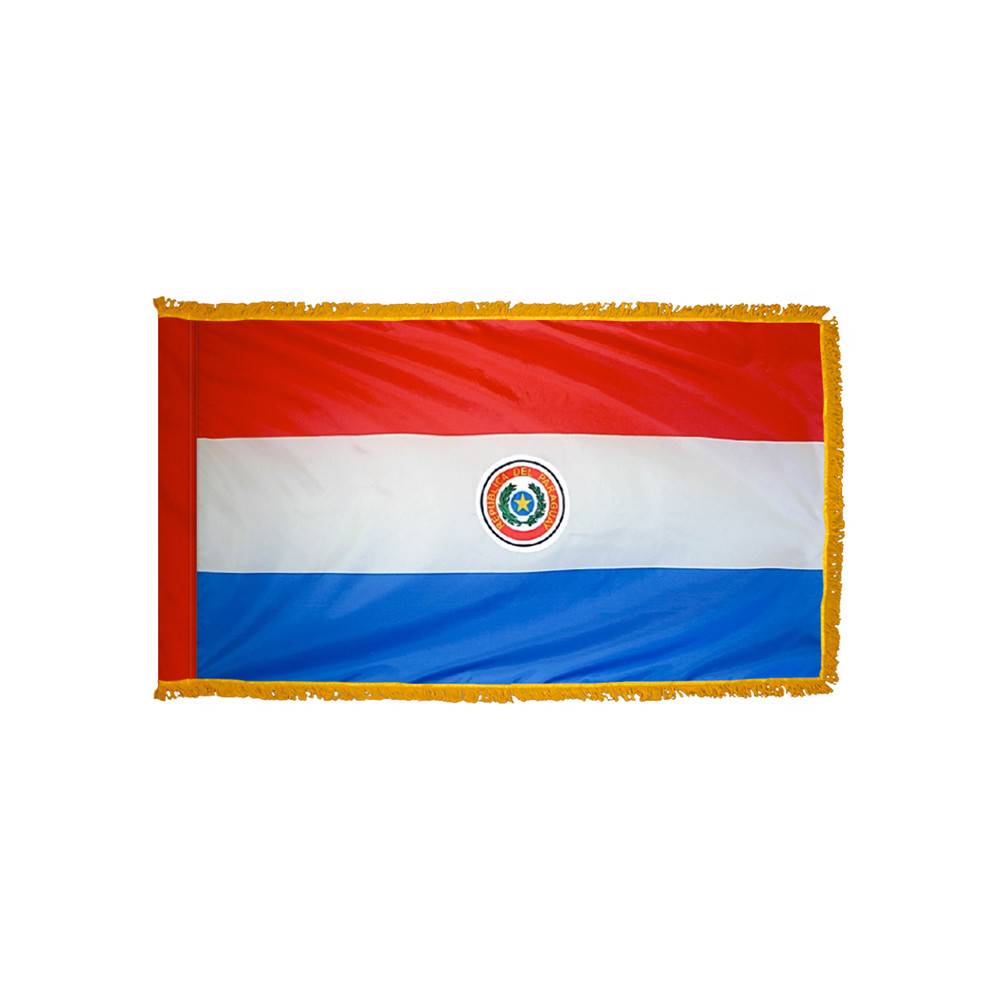 Paraguay Flag with Polesleeve & Fringe