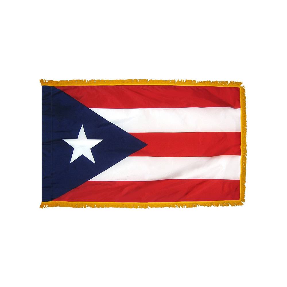 Puerto Rico Flag with Polesleeve & Fringe