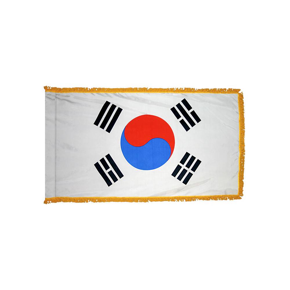 South Korea Flag with Polesleeve & Fringe