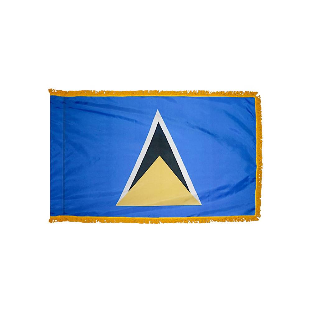 Saint Lucia Flag with Polesleeve & Fringe
