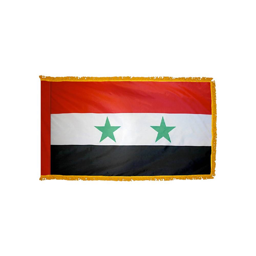 Syria Flag with Polesleeve & Fringe