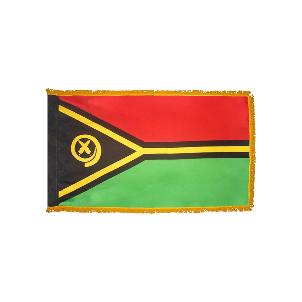 Vanuatu Flag with Polesleeve & Fringe