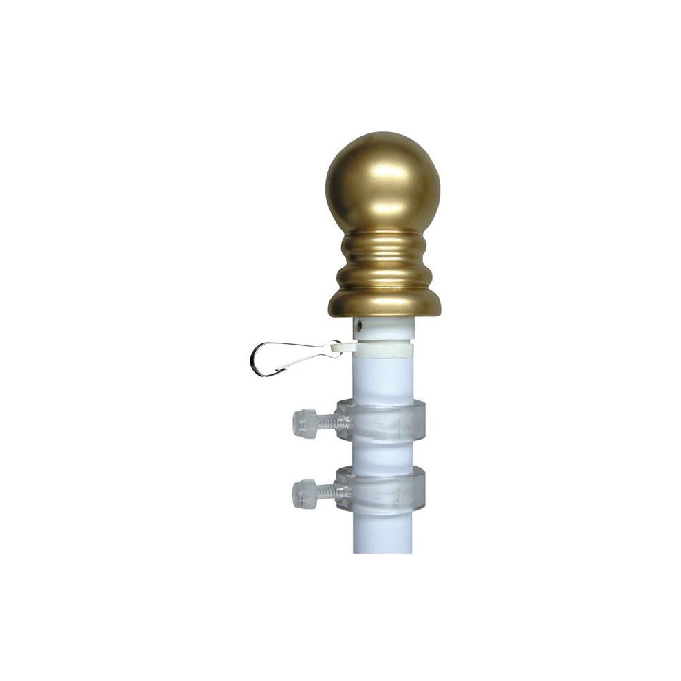 White aluminum spinning outdoor flagpole with anti-furl rotating shaft for residential wall mounting