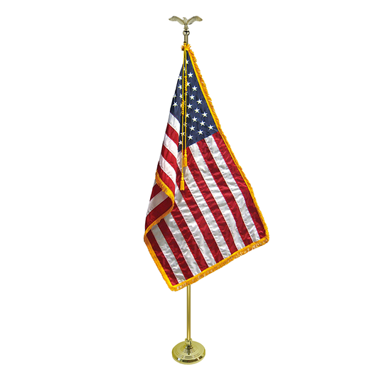 Classic Indoor American Flag Display Set with Adjustable Flagpole