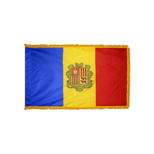 Andorra Flag with Polesleeve & Fringe