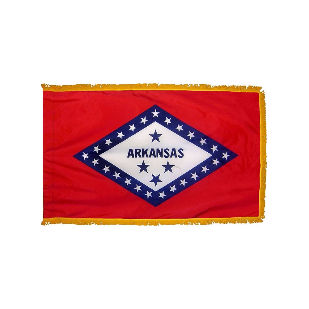 Arkansas Flag with Polesleeve & Fringe