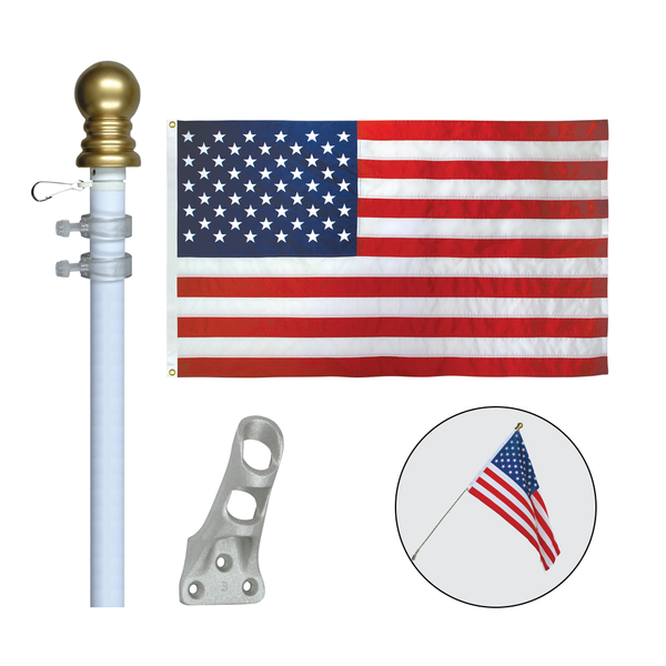 Basic Outdoor American Flag Display Set complete wall mount kit for proper Presidents Day full staff display