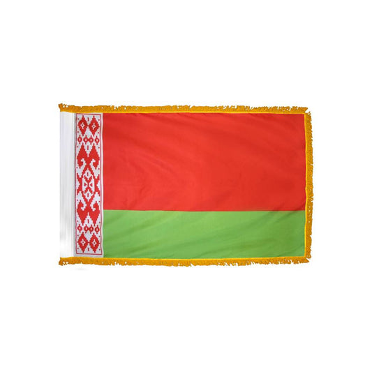 Belarus Flag with Polesleeve & Fringe