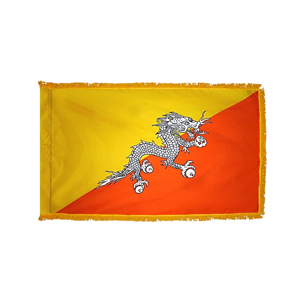 Bhutan Flag with Polesleeve & Fringe