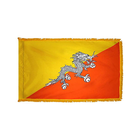 Bhutan Flag with Polesleeve & Fringe