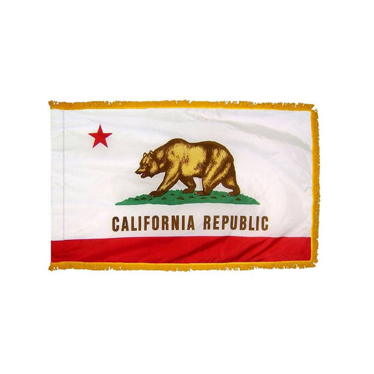 California Flag with Polesleeve & Fringe