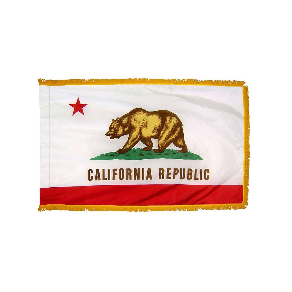 California Flag Indoor Parade With Fringe formal ceremonial California Bear Flag with traditional fringe finish