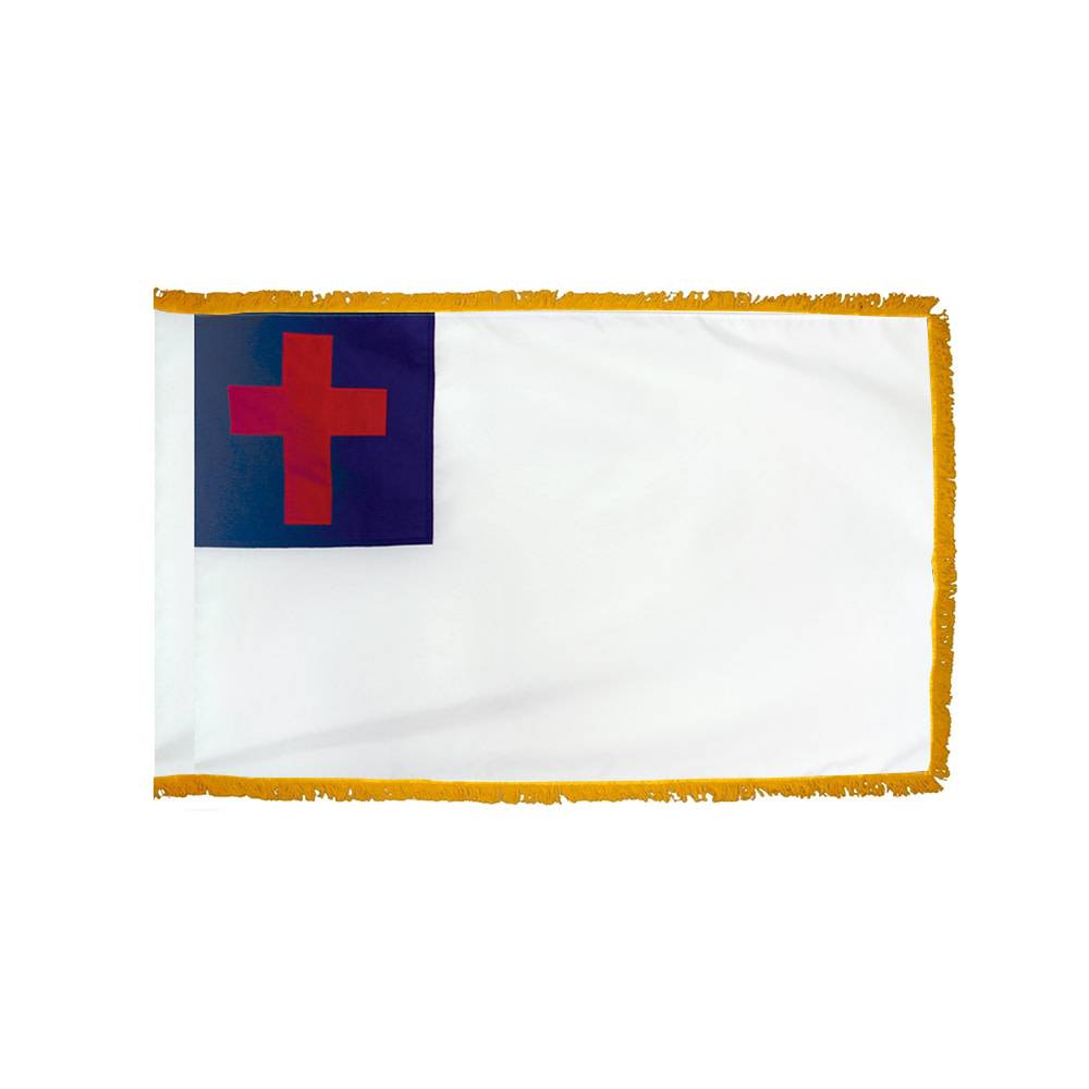 Christian Flag with Polesleeve & Fringe