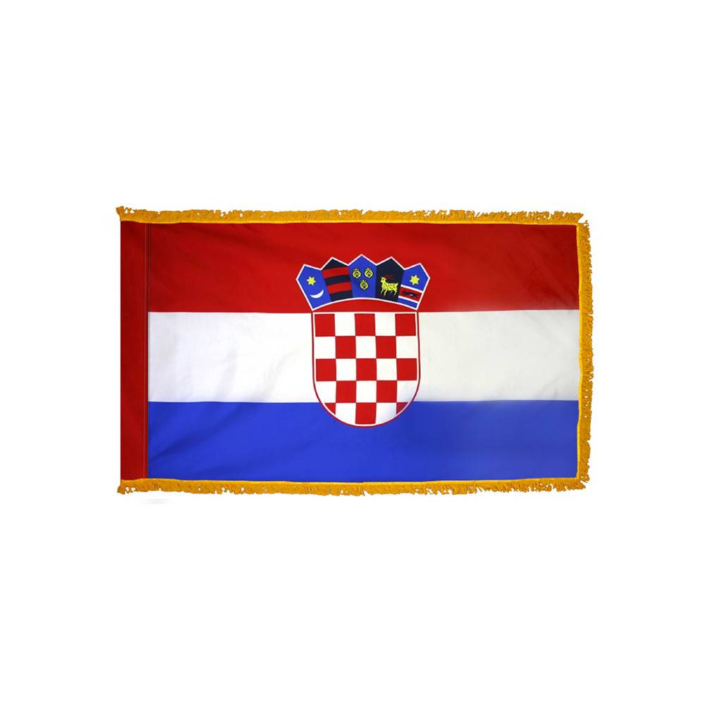 Croatia Flag with Polesleeve & Fringe