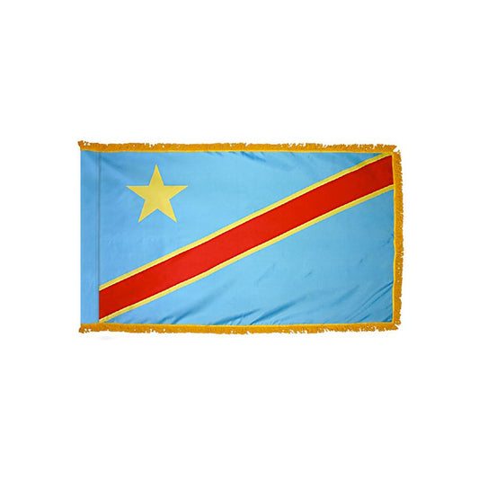 Democratic Republic of the Congo Flag with Polesleeve & Fringe