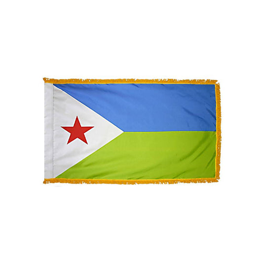 Djibouti Flag with Polesleeve & Fringe